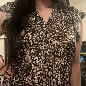 Chaus Animal Print Blouse - Black and Brown
